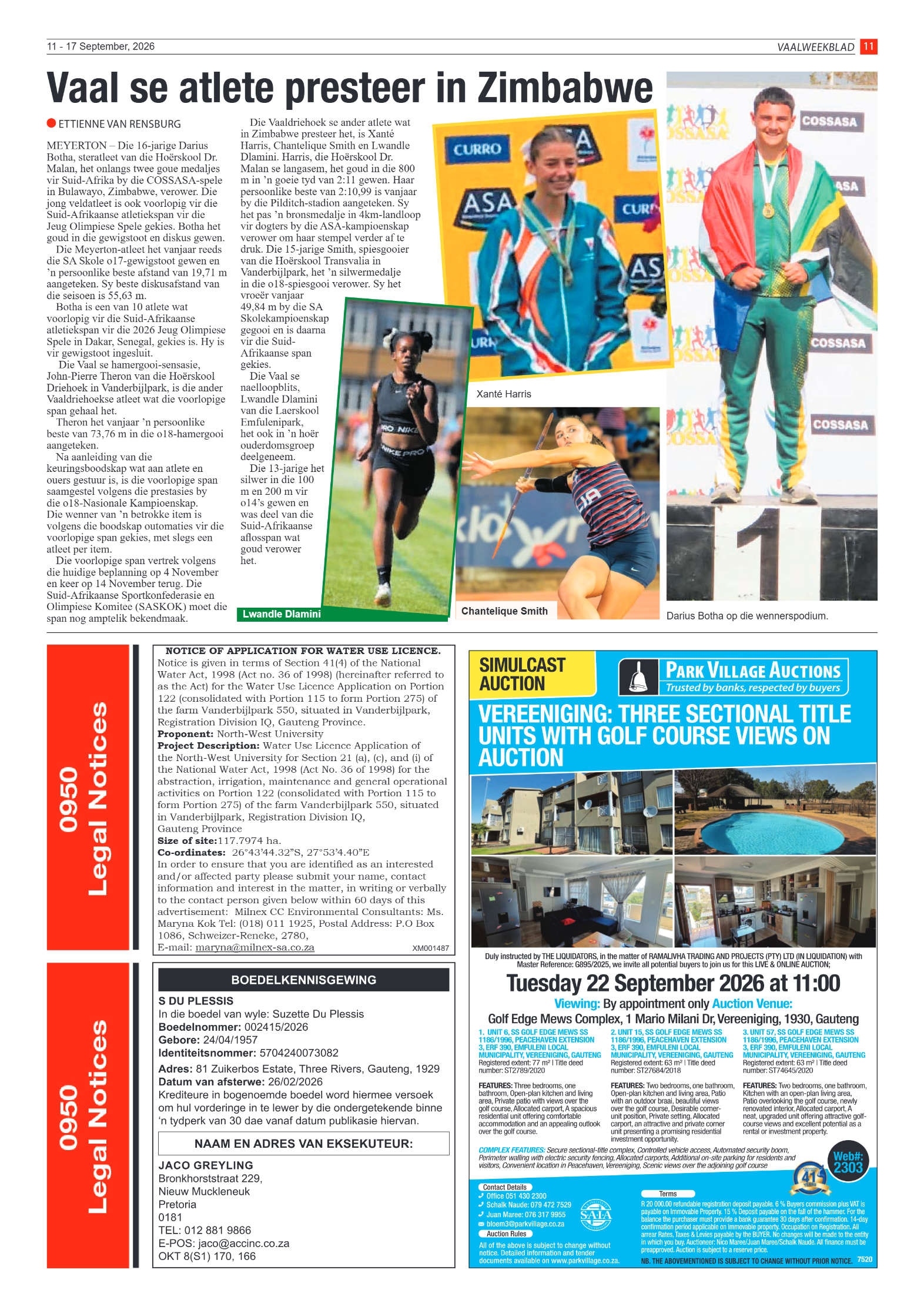 Vaalweekblad – 11 September 2026 page 11