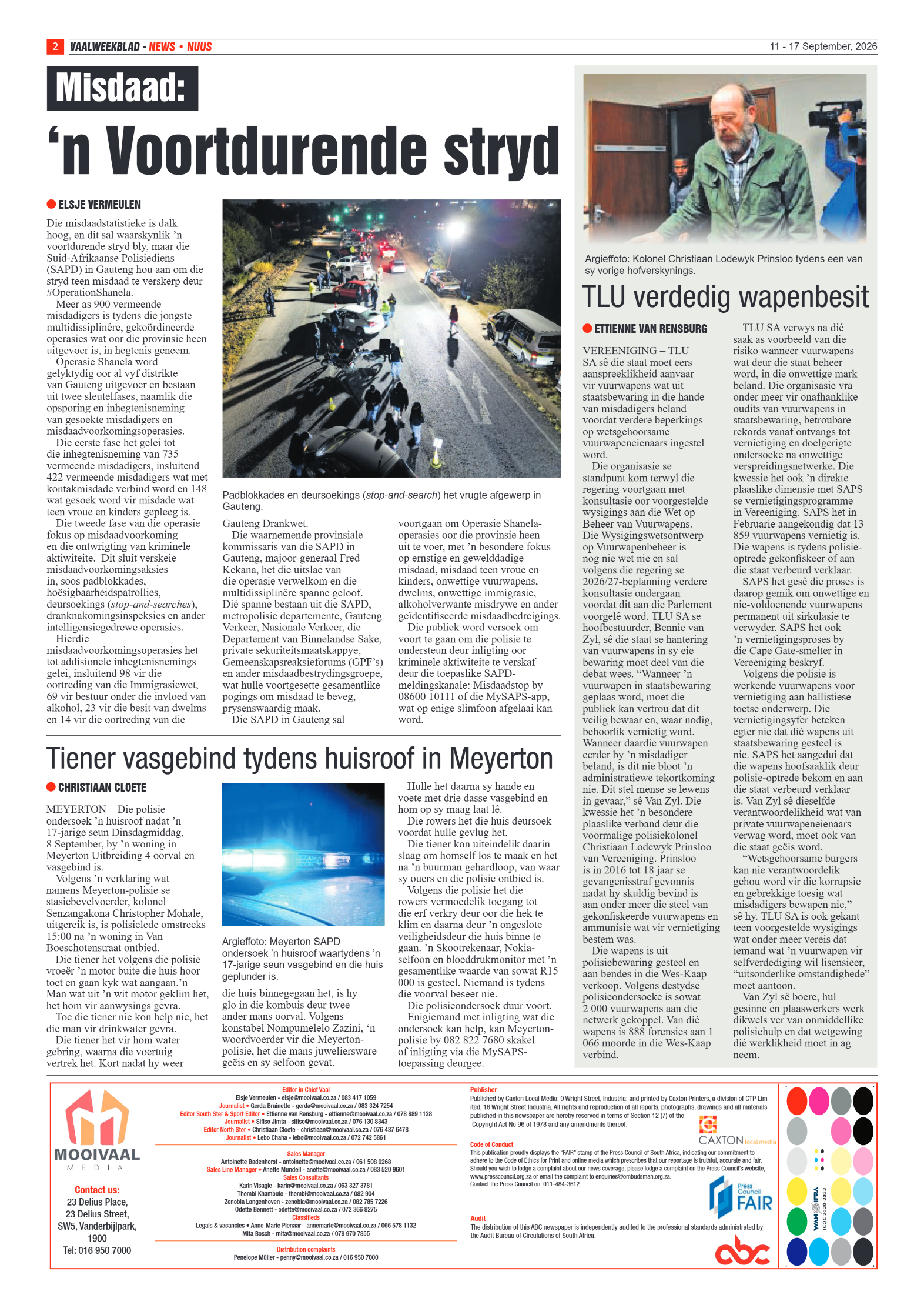 Vaalweekblad – 11 September 2026 page 2