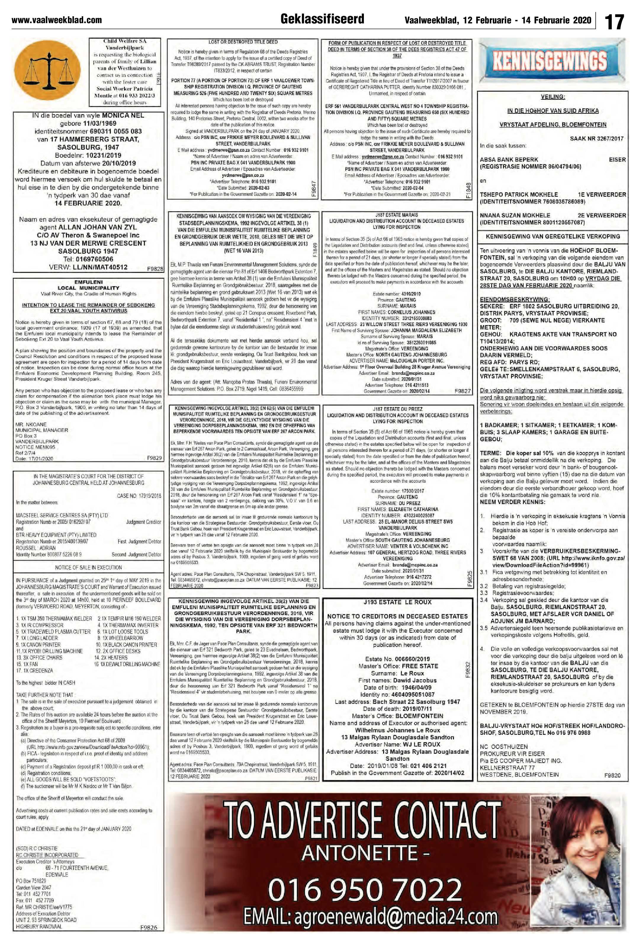 Vaalweekblad 12 – 14 February 2020 page 17
