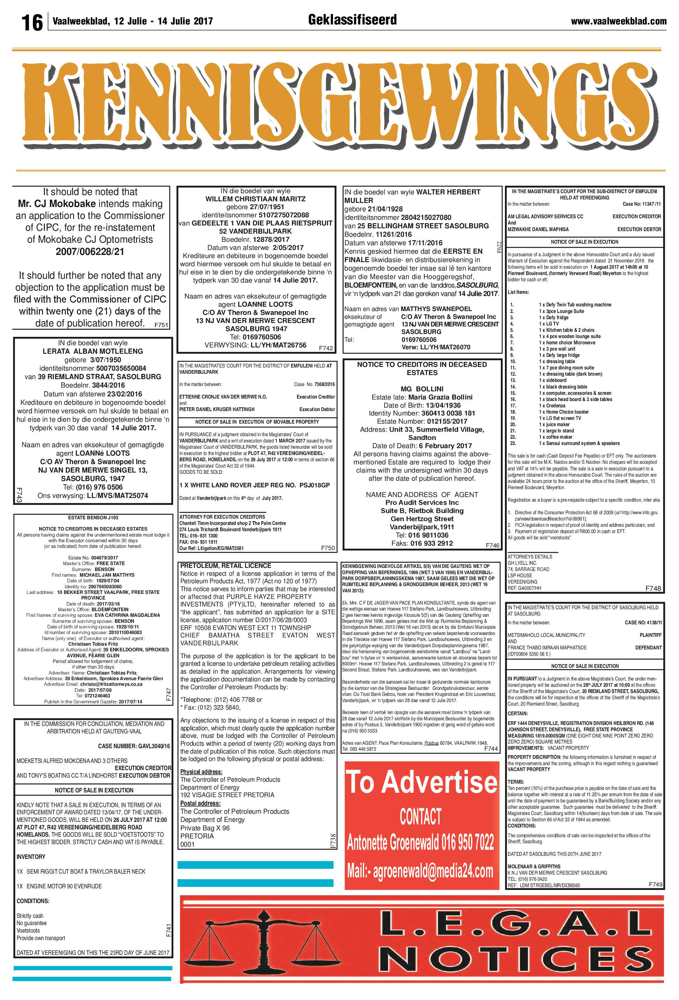 Vaalweekblad 12 – 14 Julie 2017 page 16