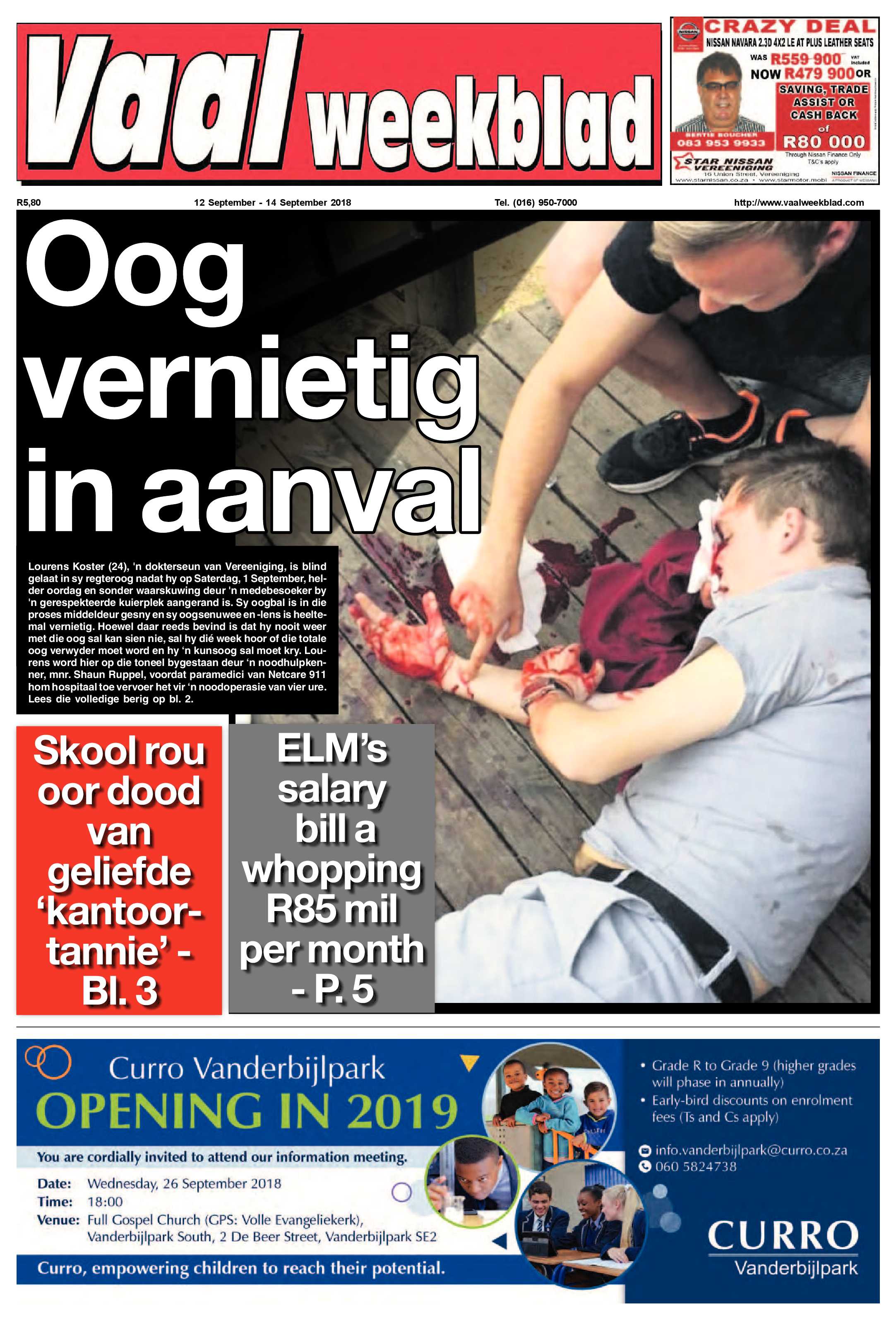 Vaalweekblad 12 – 14 September 2018 page 1