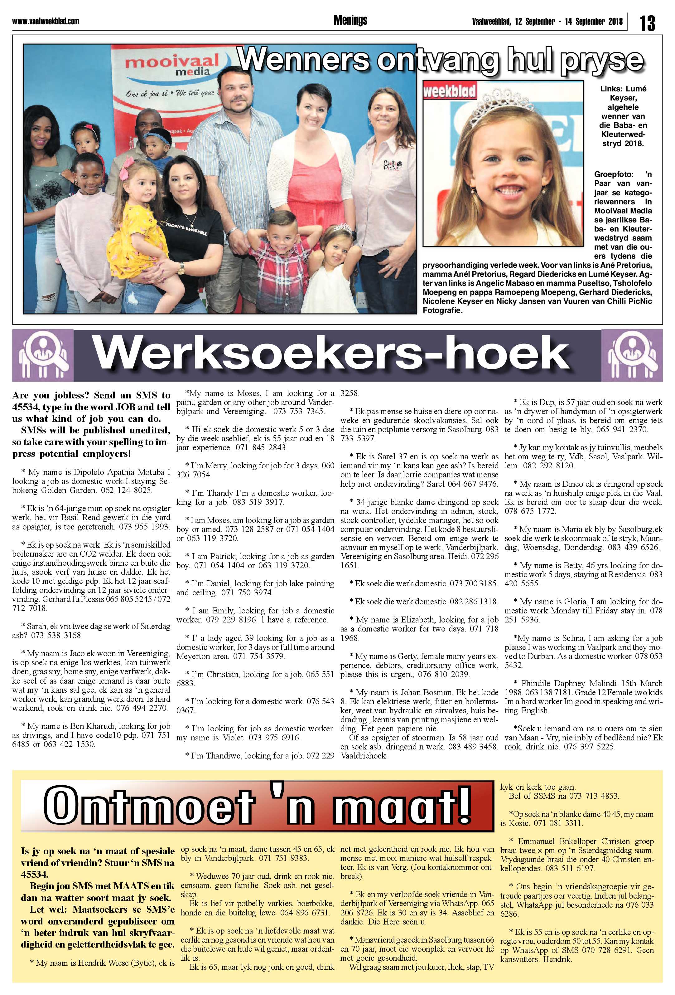 Vaalweekblad 12 – 14 September 2018 page 13