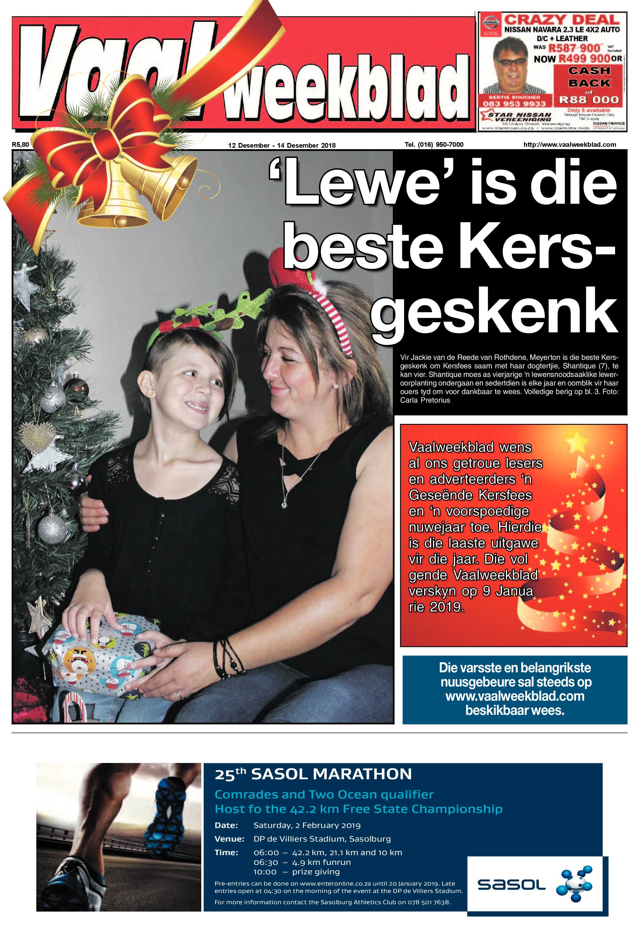 Vaalweekblad 12 – 15 December 2018 page 1