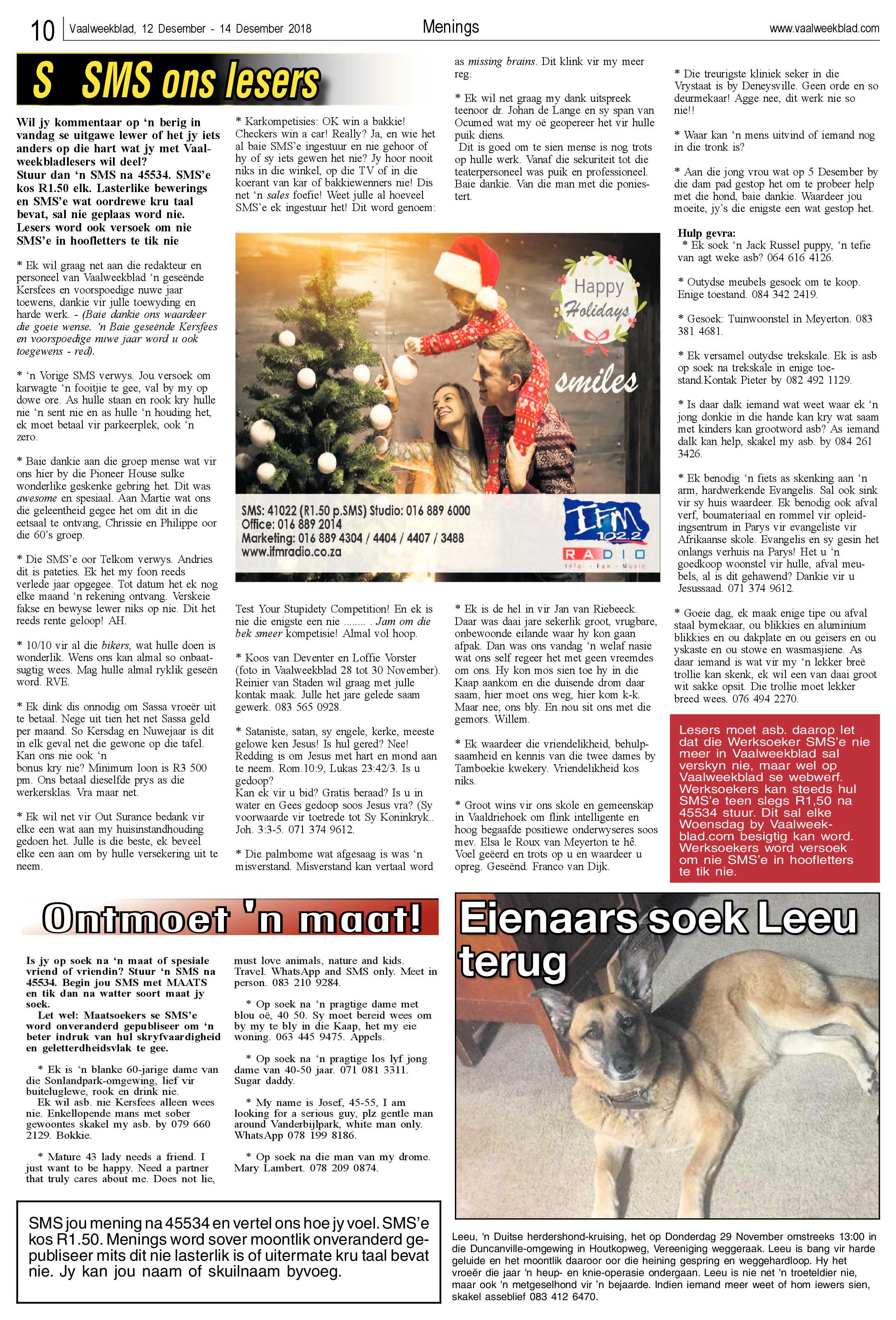 Vaalweekblad 12 – 15 December 2018 page 10