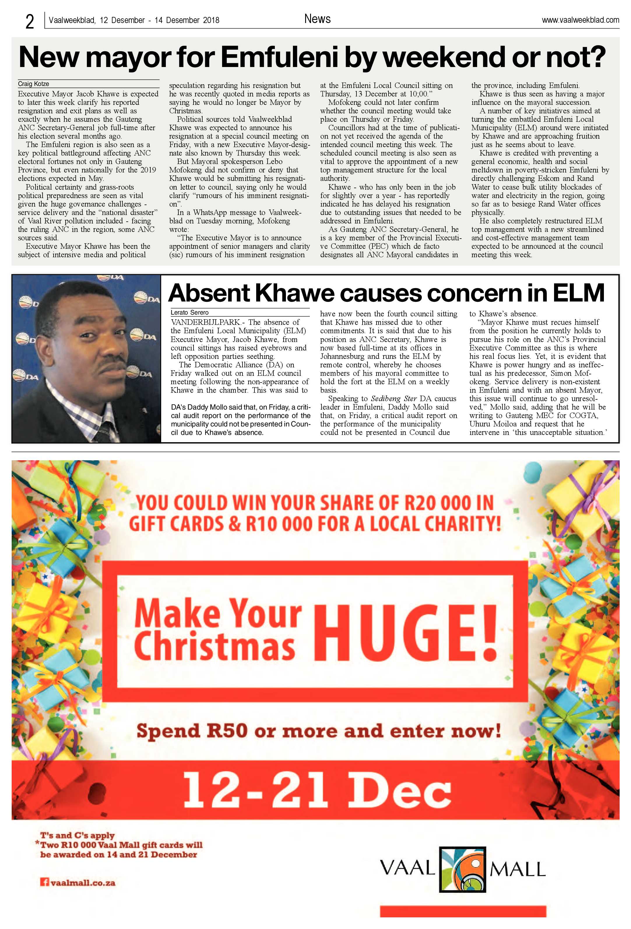 Vaalweekblad 12 – 15 December 2018 page 2