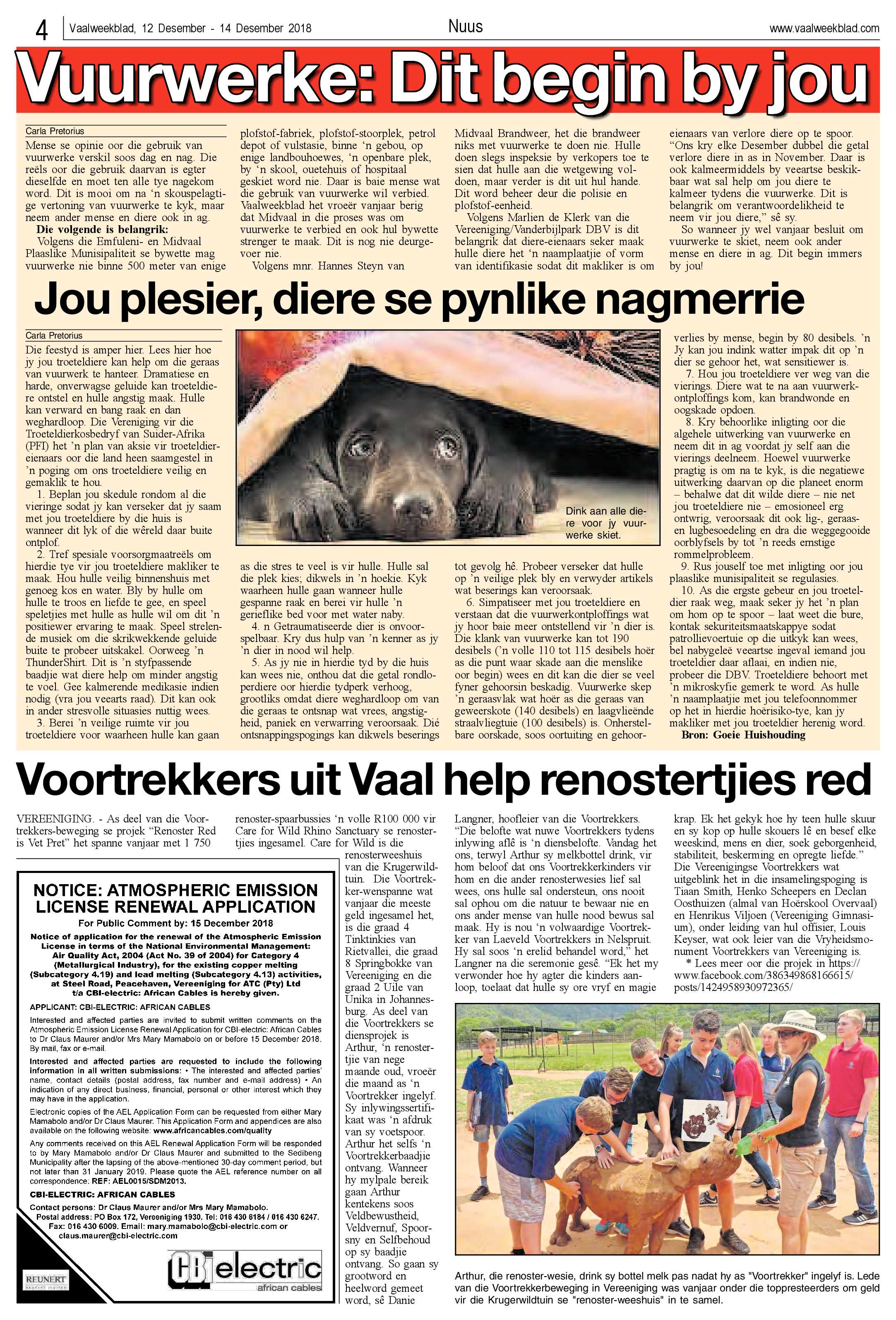 Vaalweekblad 12 – 15 December 2018 page 4