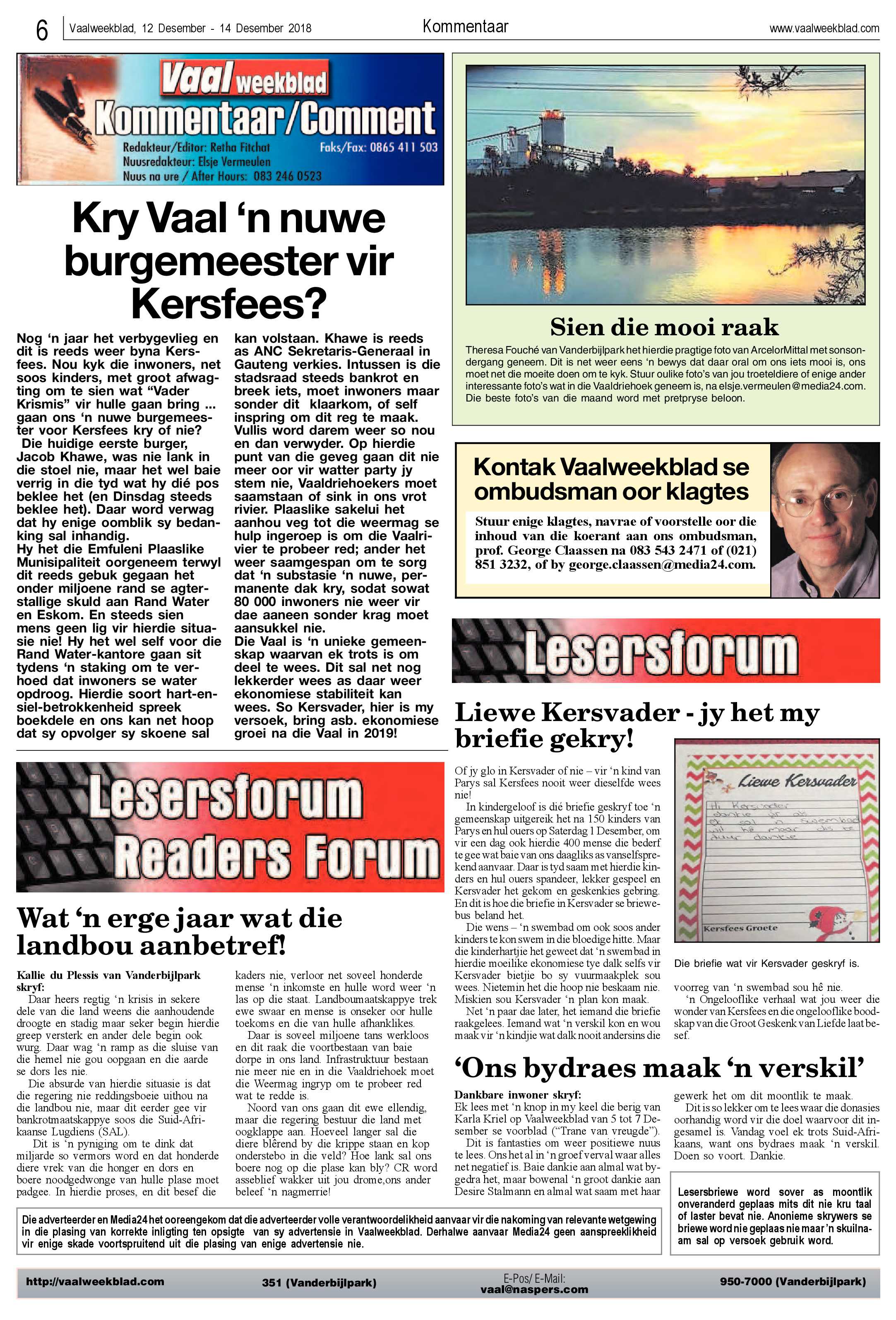 Vaalweekblad 12 – 15 December 2018 page 6