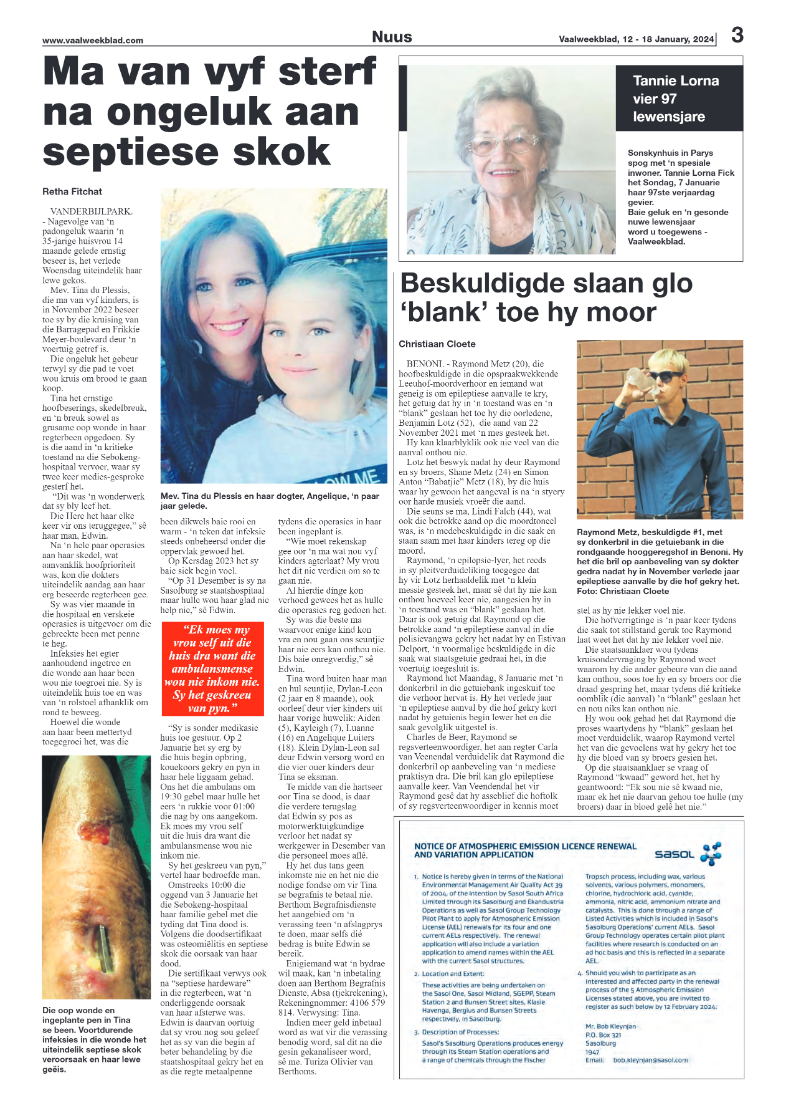 Vaalweekblad, 12 – 18 January, 2024 page 3