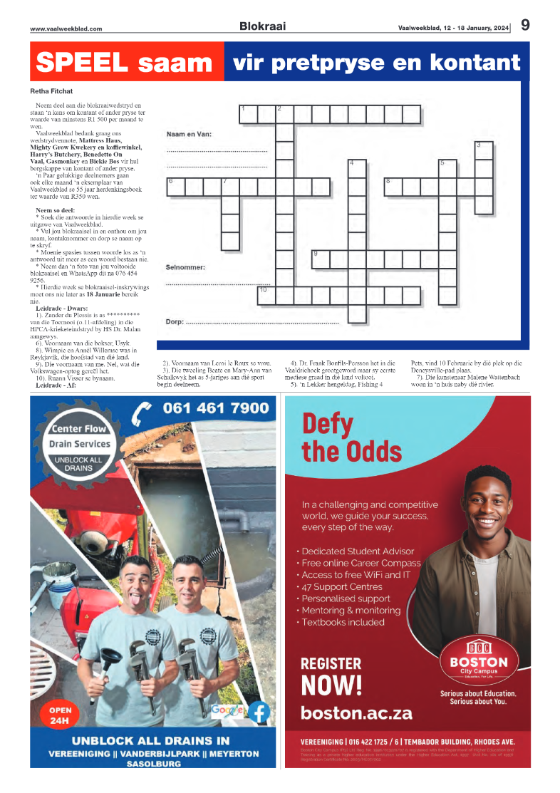 Vaalweekblad, 12 – 18 January, 2024 page 9