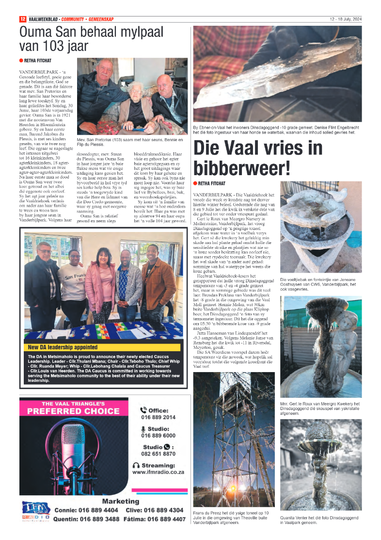 Vaalweekblad 12 – 18 July, 2024 page 12