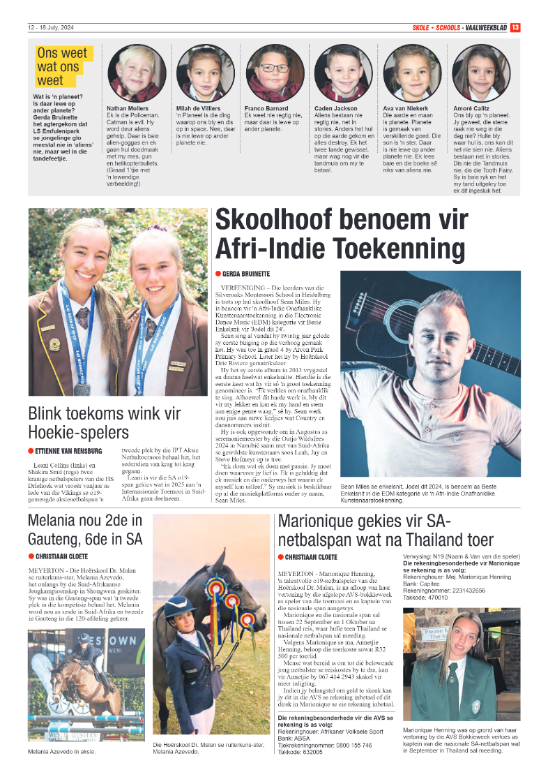 Vaalweekblad 12 – 18 July, 2024 page 13