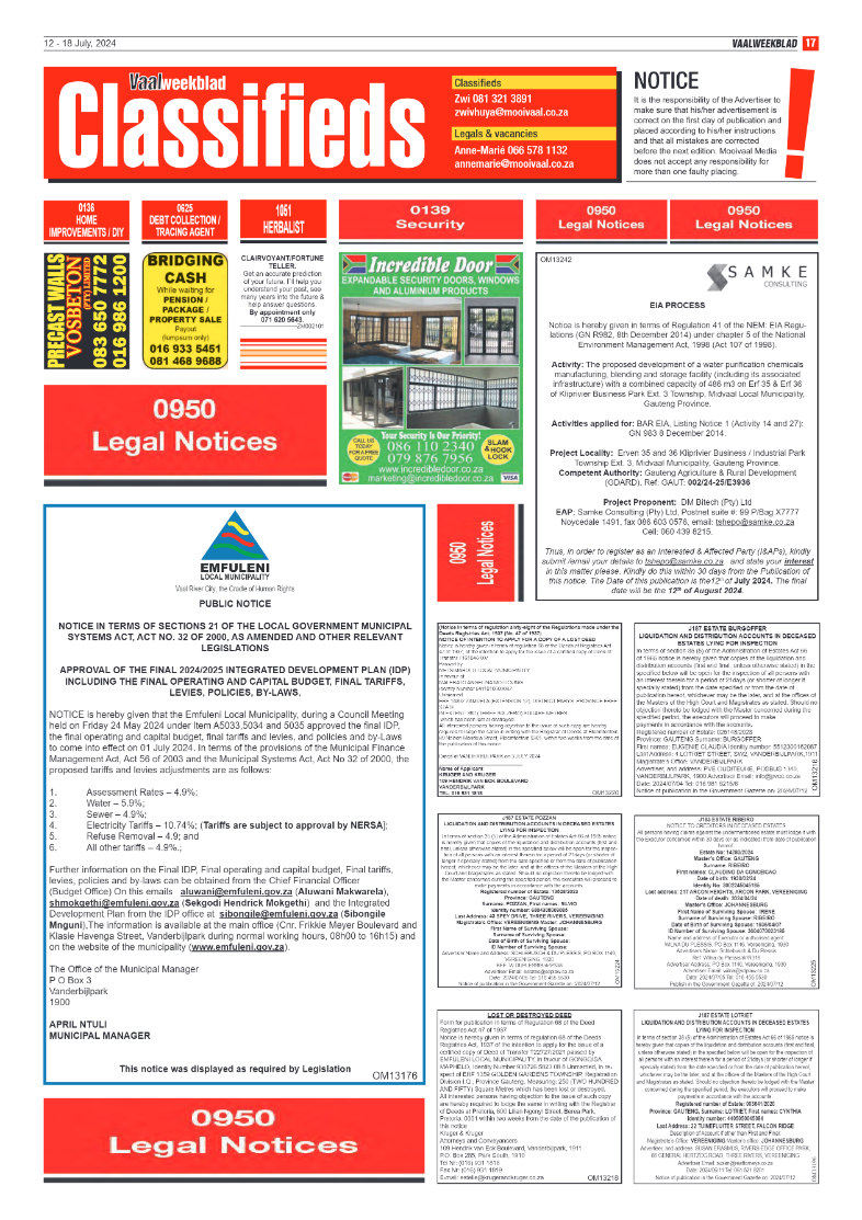 Vaalweekblad 12 – 18 July, 2024 page 17