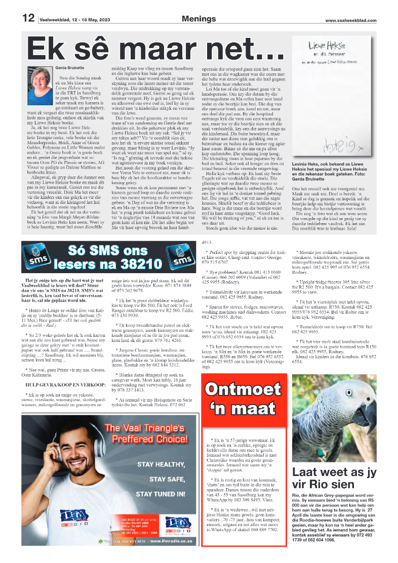 Vaalweekblad, 12 – 18 May, 2023 page 12