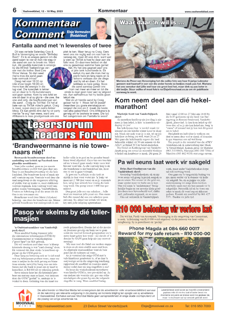 Vaalweekblad, 12 – 18 May, 2023 page 6