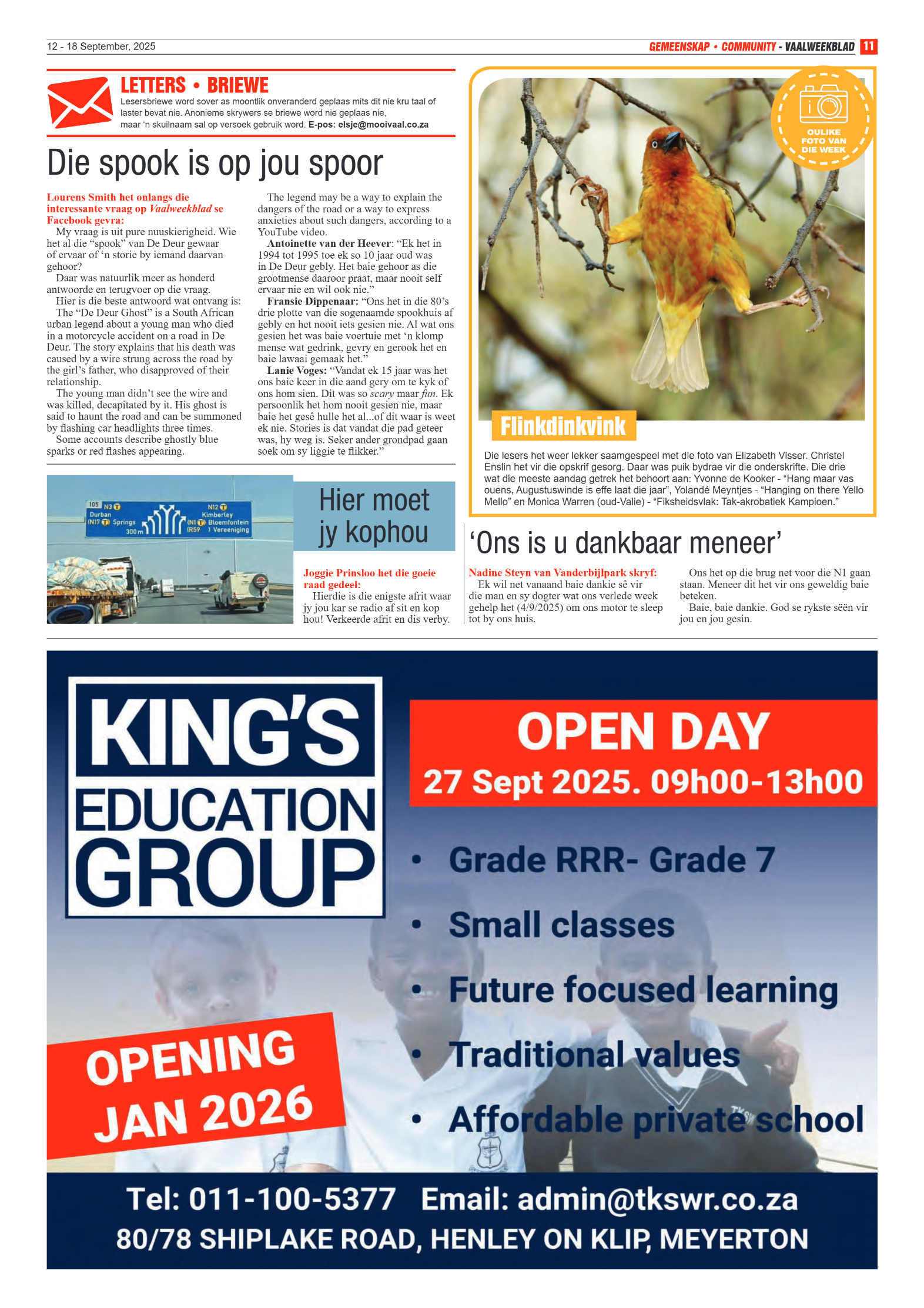 Vaalweekblad 12 – 18 September, 2025 page 11