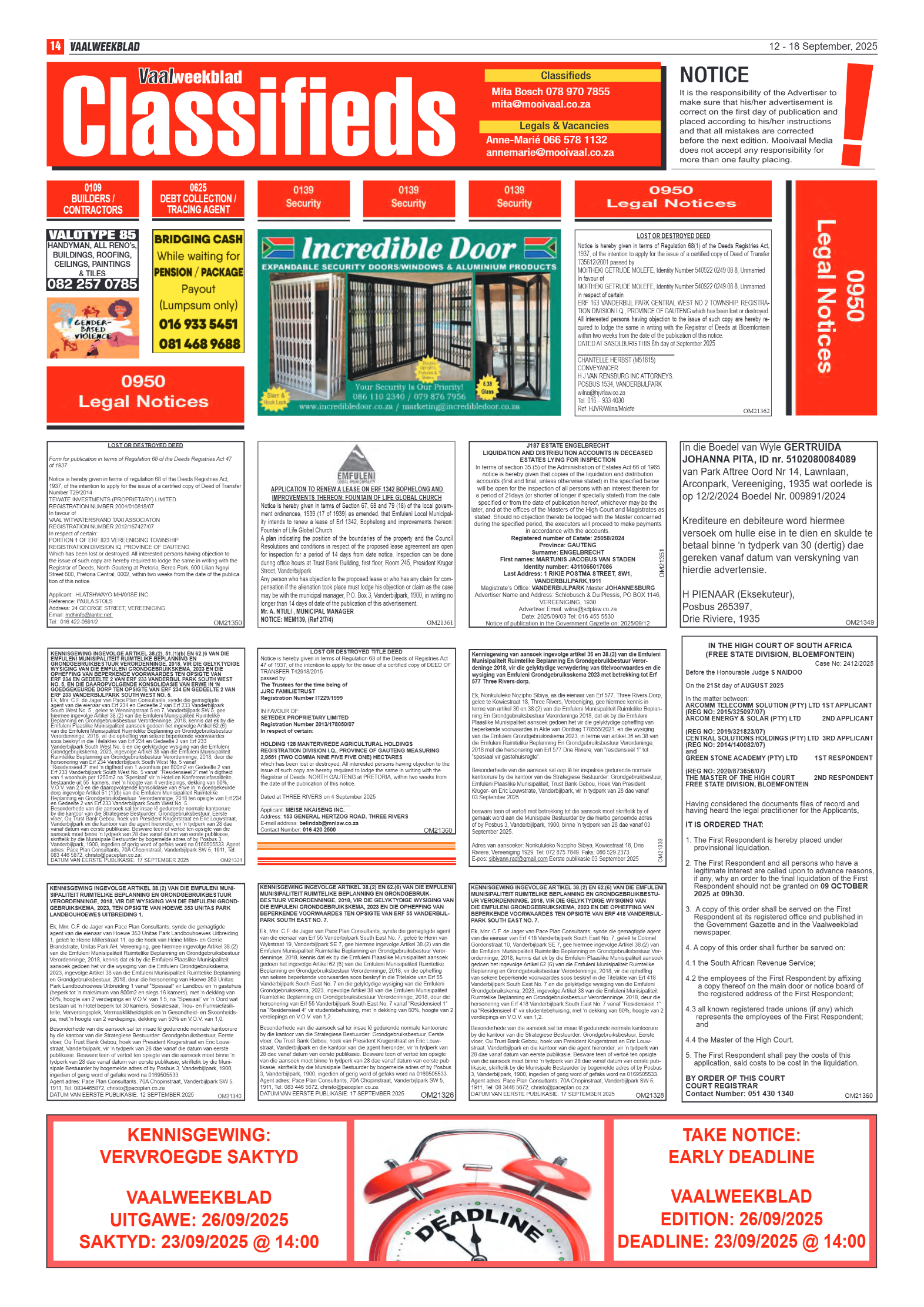 Vaalweekblad 12 – 18 September, 2025 page 14