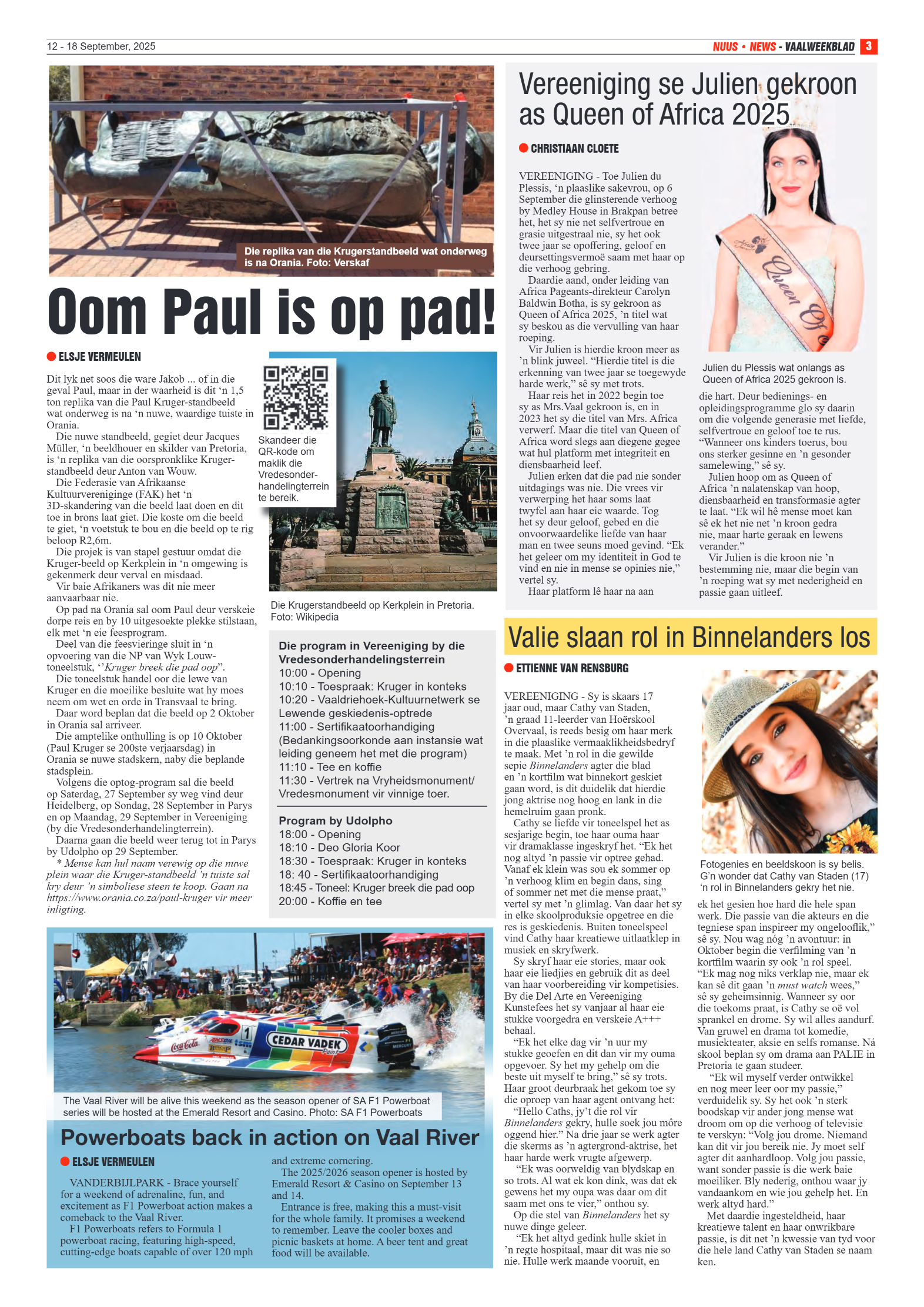 Vaalweekblad 12 – 18 September, 2025 page 3
