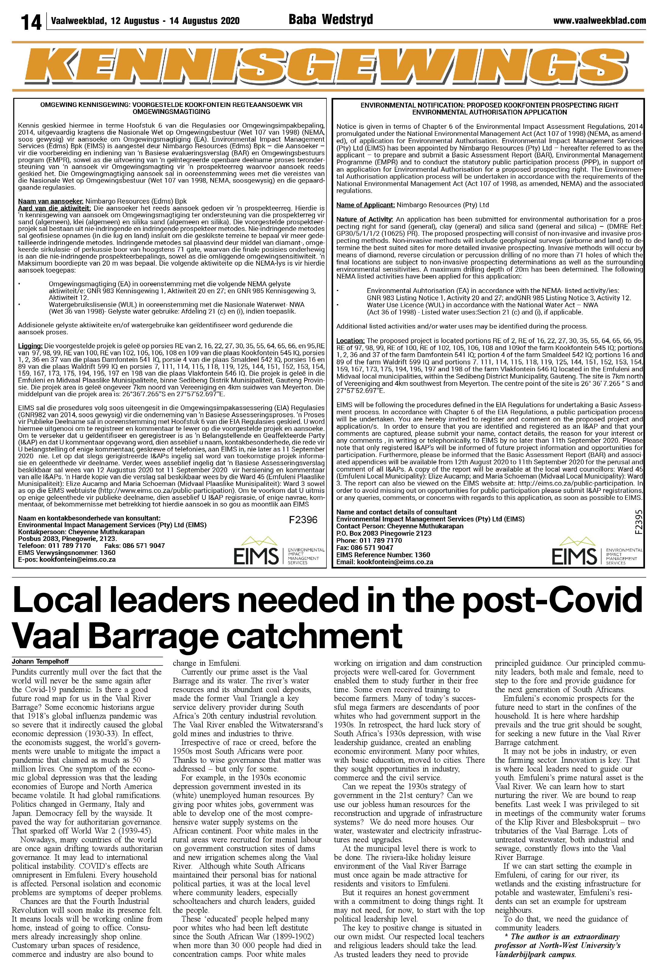 Vaalweekblad 12 Augustus – 14 Augustus 2020 page 14