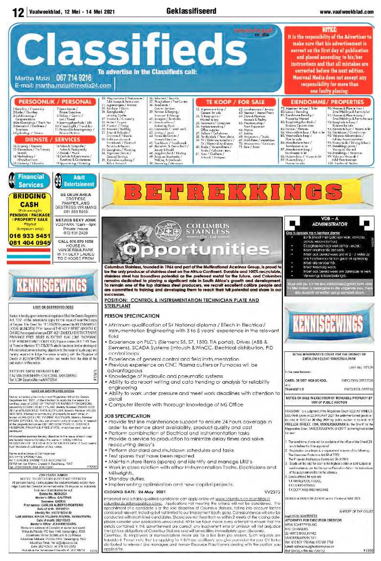 Vaalweekblad, 12 Mei – 14 Mei 2021 page 12