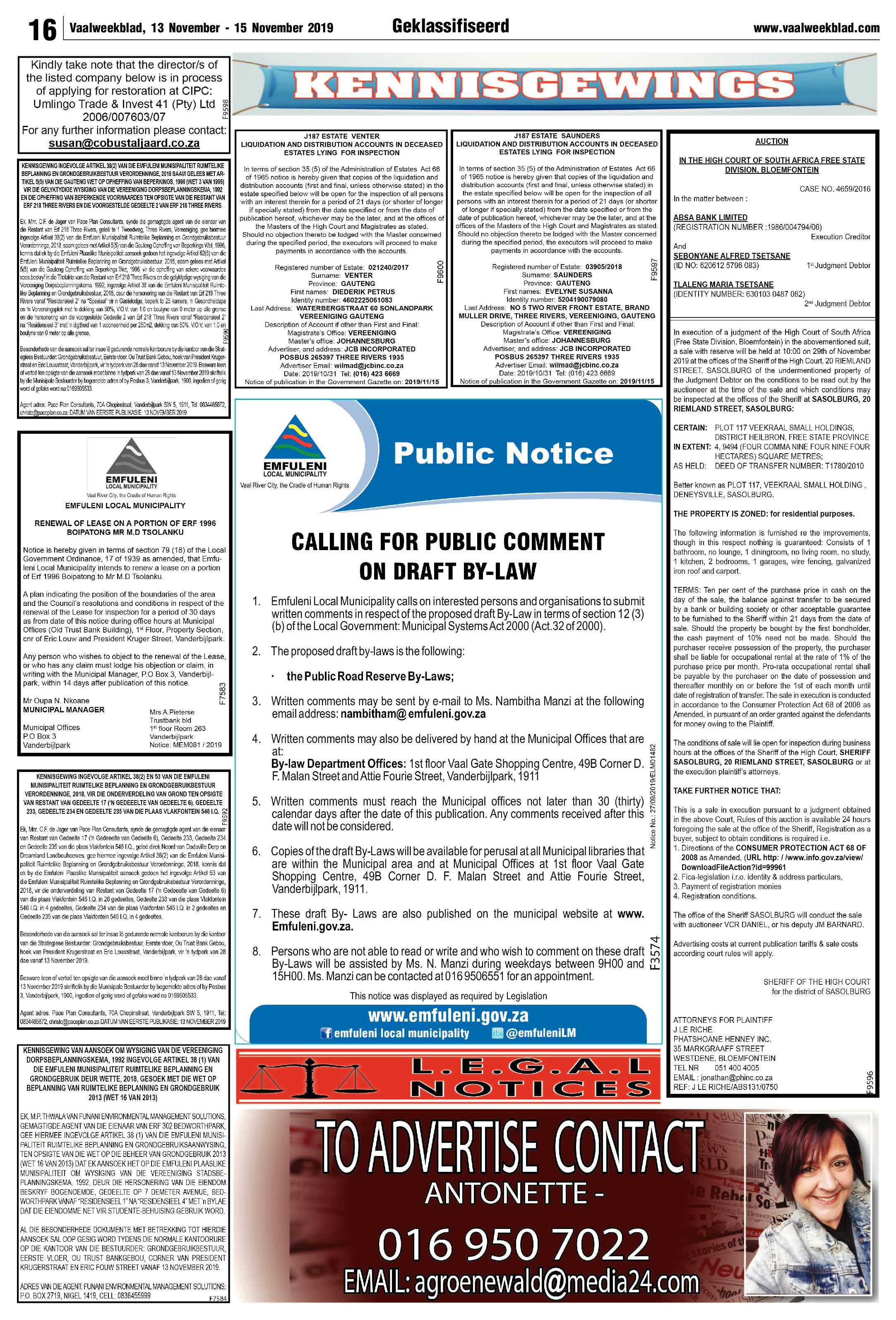 Vaalweekblad 13 – 15 November 2019 page 16