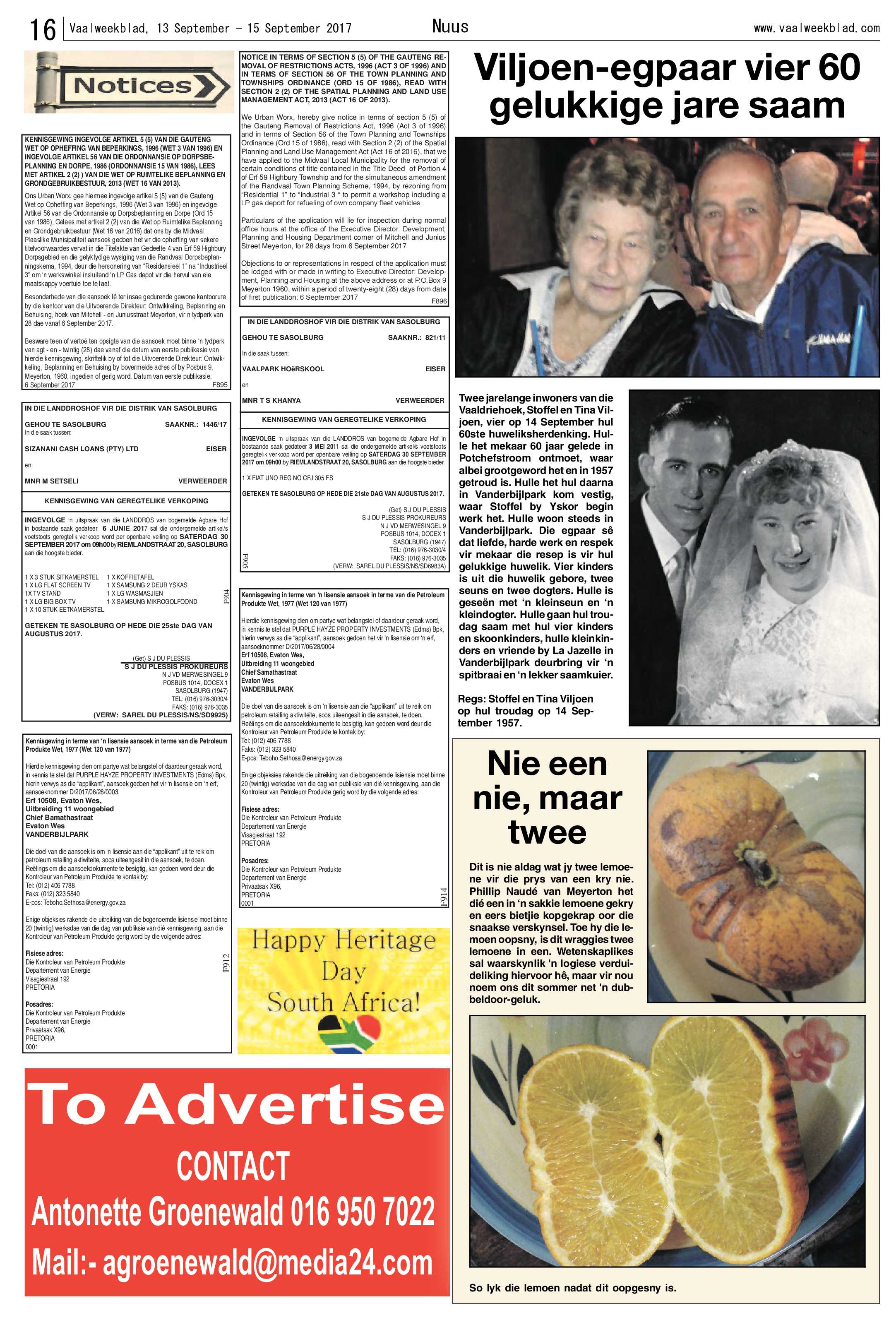 Vaalweekblad 13 – 15 September 2017 page 16