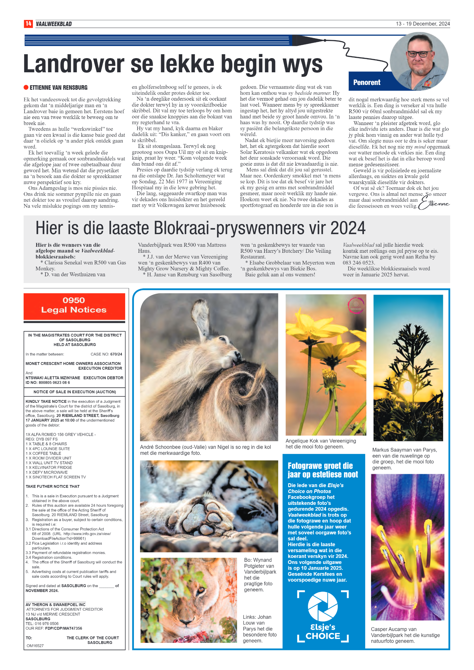 Vaalweekblad 13 – 19 December, 2024 page 14