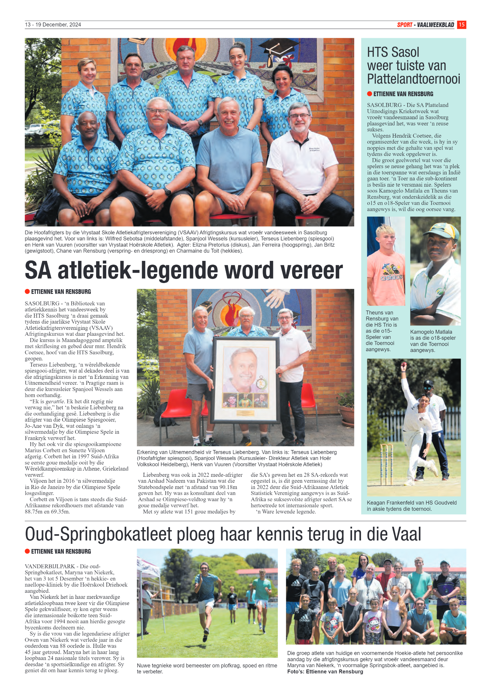 Vaalweekblad 13 – 19 December, 2024 page 15
