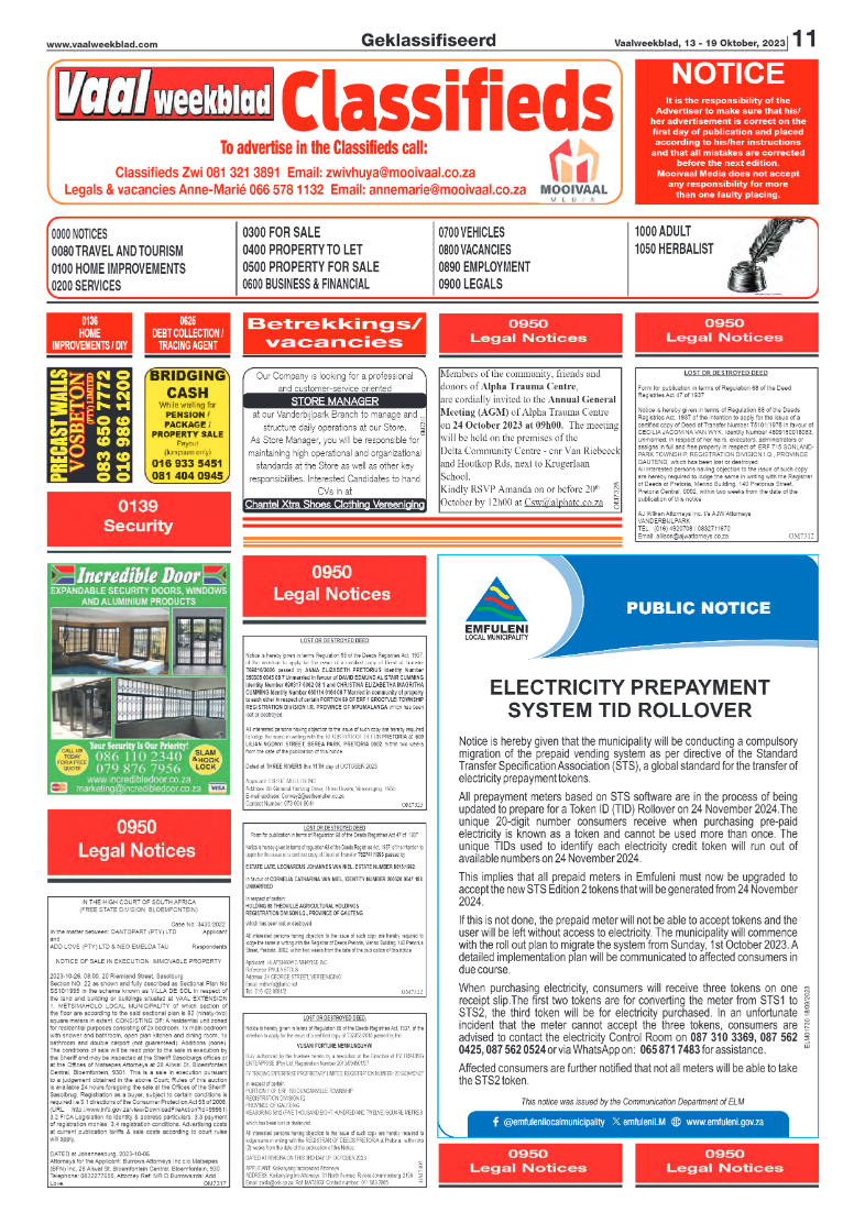 Vaalweekblad, 13 – 19 Oktober, 2023 page 11