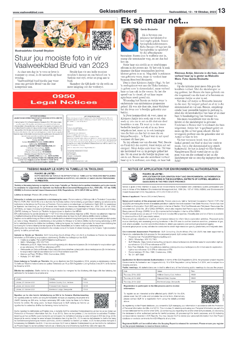 Vaalweekblad, 13 – 19 Oktober, 2023 page 13