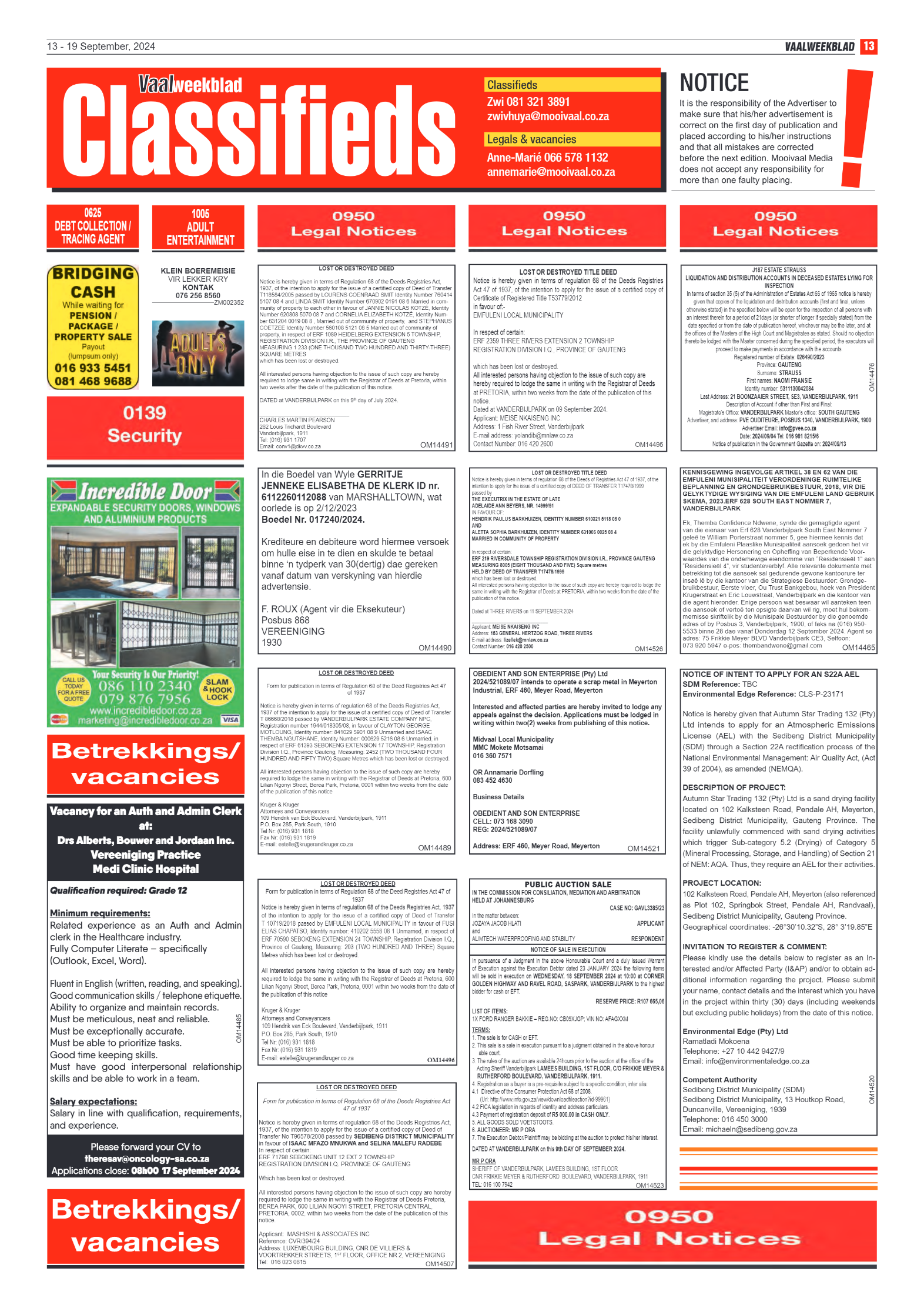 Vaalweekblad 13 – 19 September, 2024 page 13