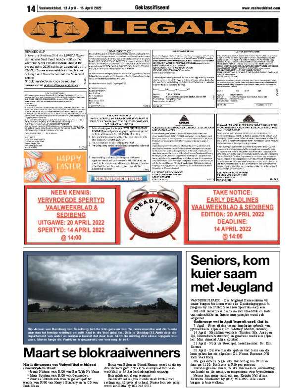 Vaalweekblad, 13 April – 15 April 2022 page 14