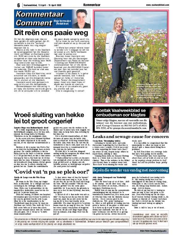 Vaalweekblad, 13 April – 15 April 2022 page 6