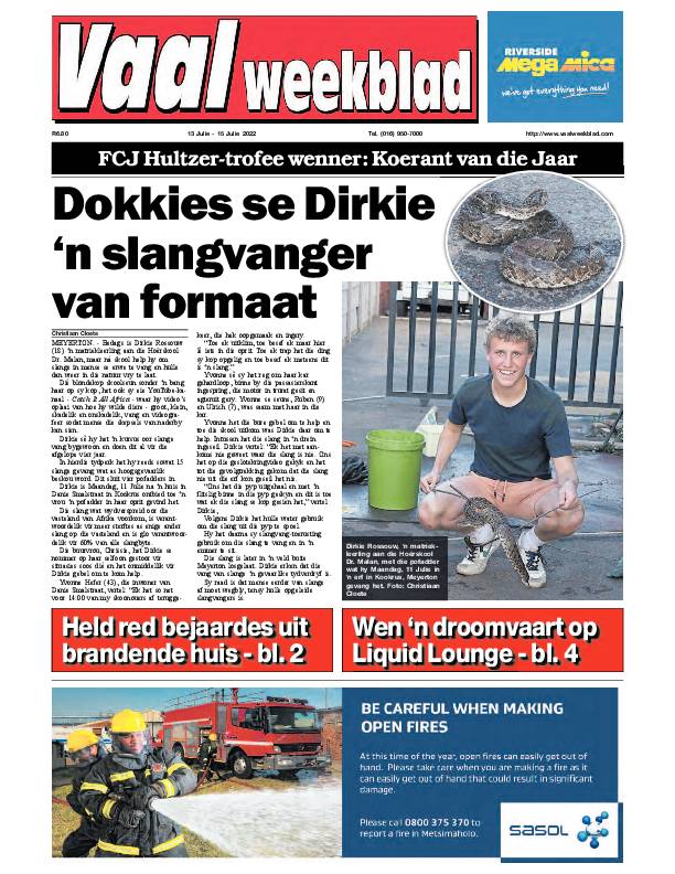 Vaalweekblad, 13 Julie – 15 Julie 2022 page 1
