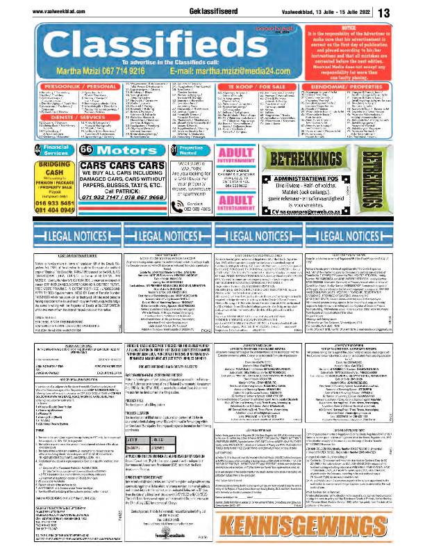 Vaalweekblad, 13 Julie – 15 Julie 2022 page 12