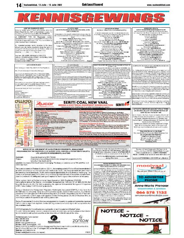 Vaalweekblad, 13 Julie – 15 Julie 2022 page 13