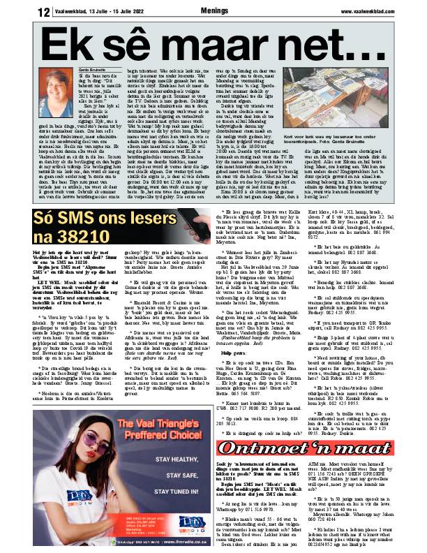 Vaalweekblad, 13 Julie – 15 Julie 2022 page 9