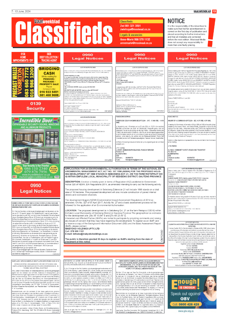 Vaalweekblad – 13 June, 2024 page 13