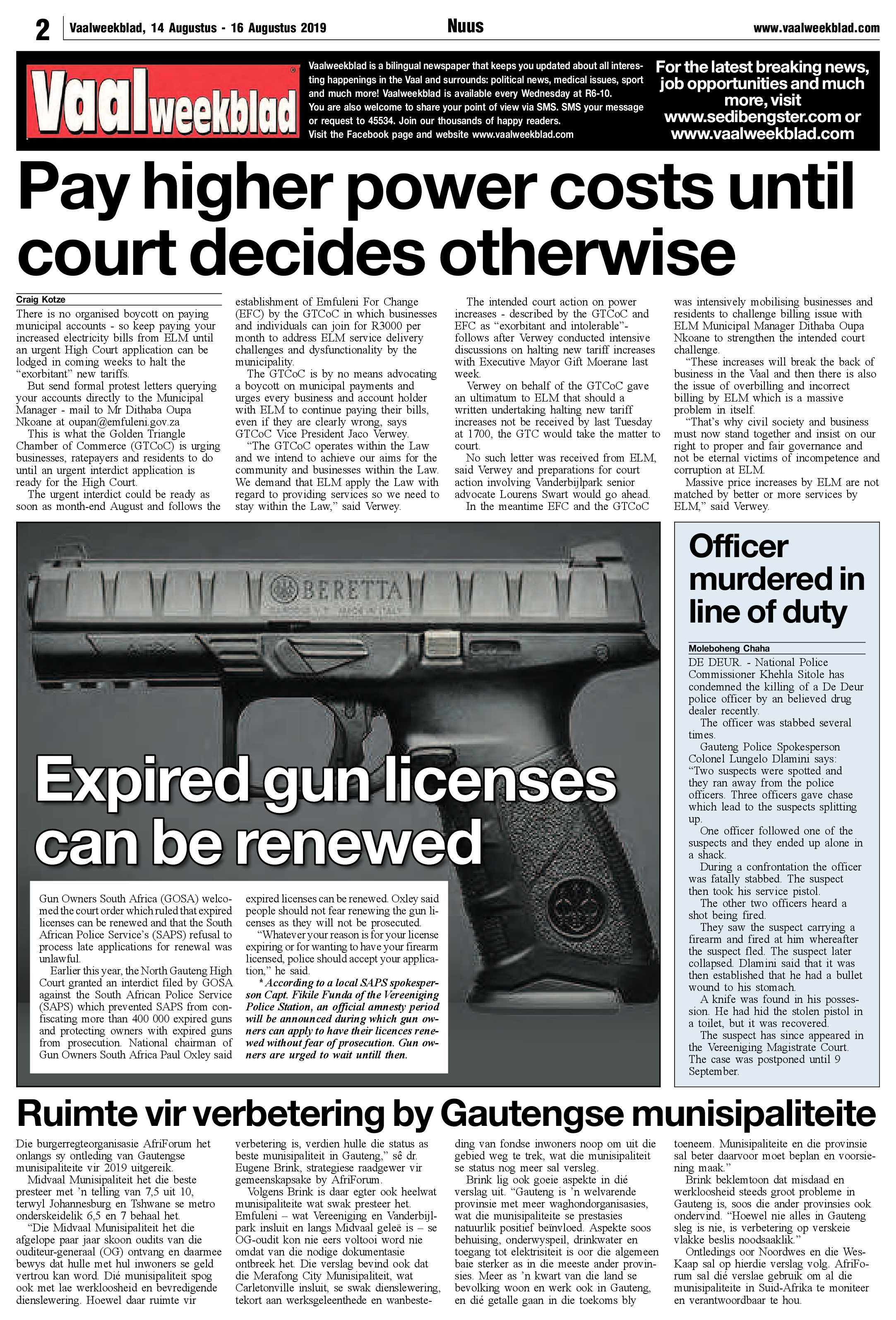 Vaalweekblad 14 – 16 Augustus 2019 page 2