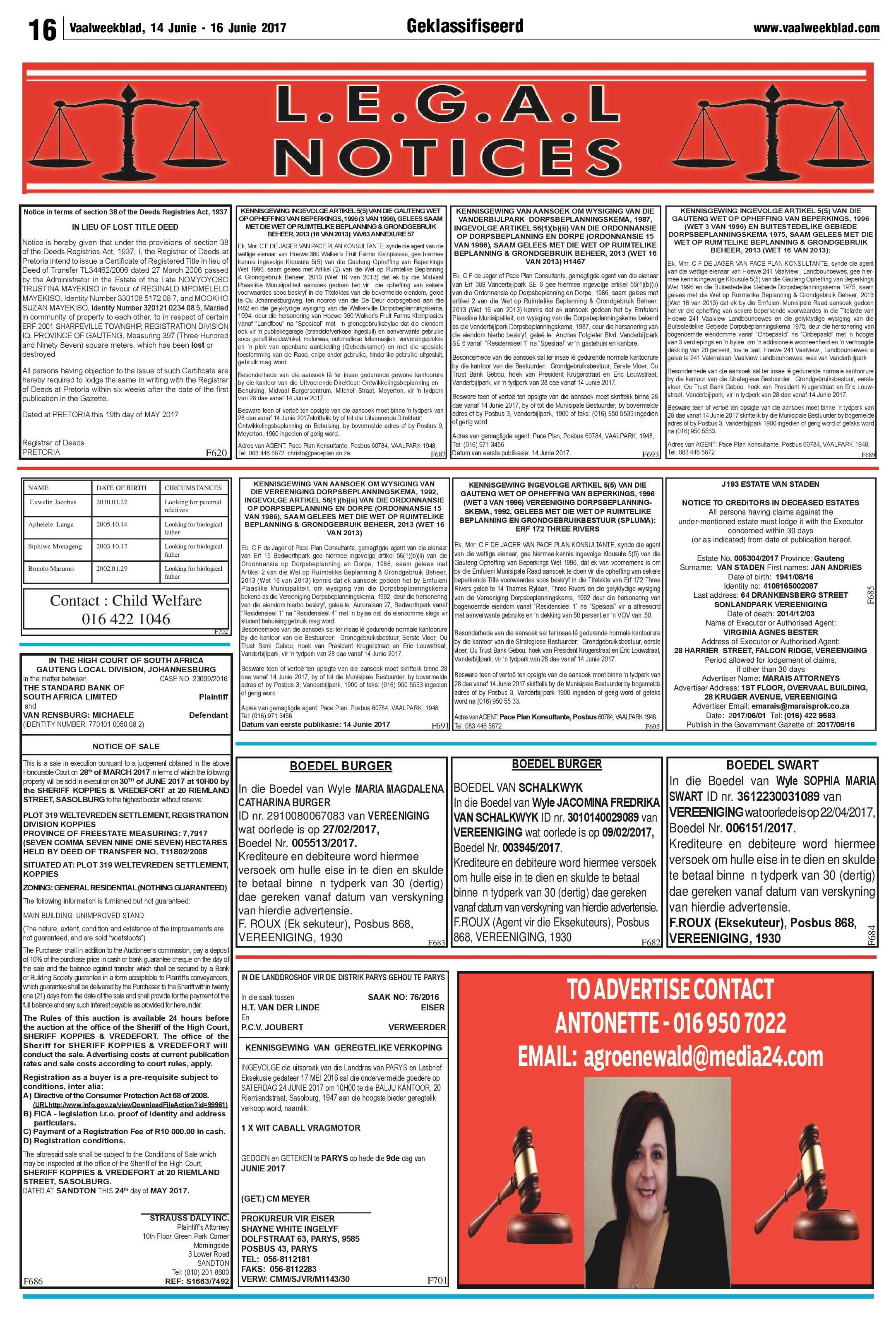 Vaalweekblad 14 – 16 Junie 2017 page 16