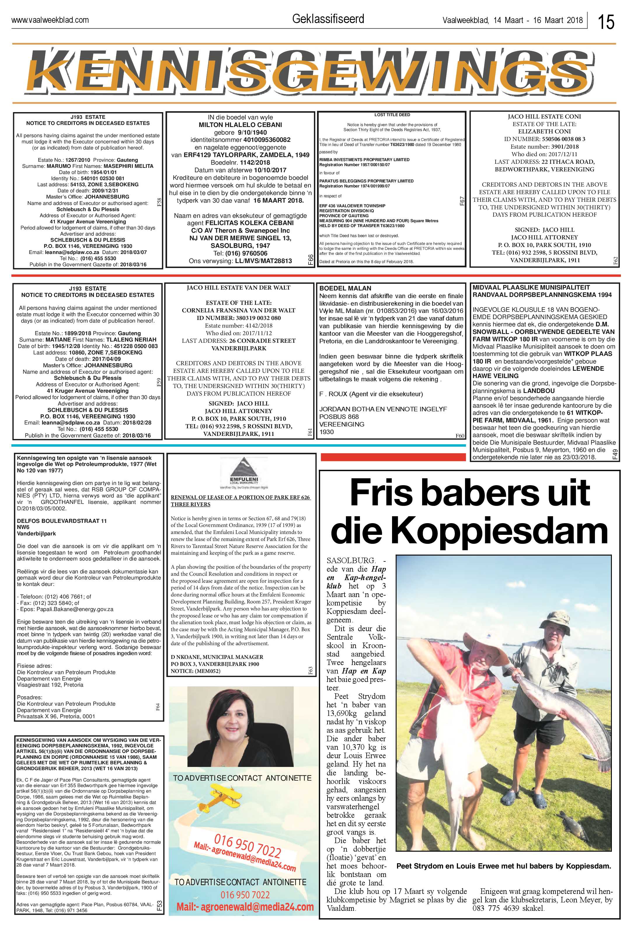 Vaalweekblad 14 – 16 Maart 2018 page 15