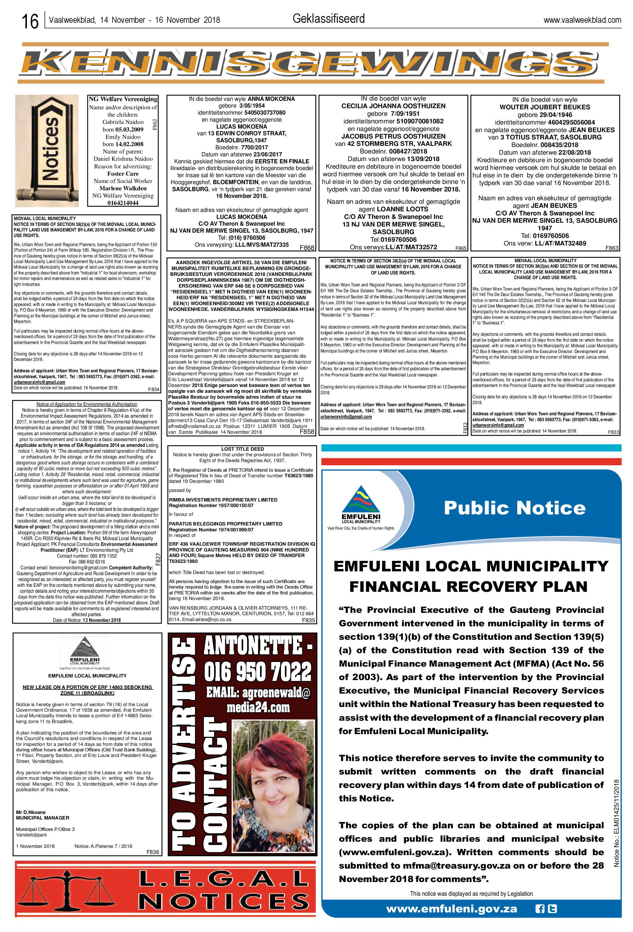 Vaalweekblad 14 – 16 November 2018 page 16
