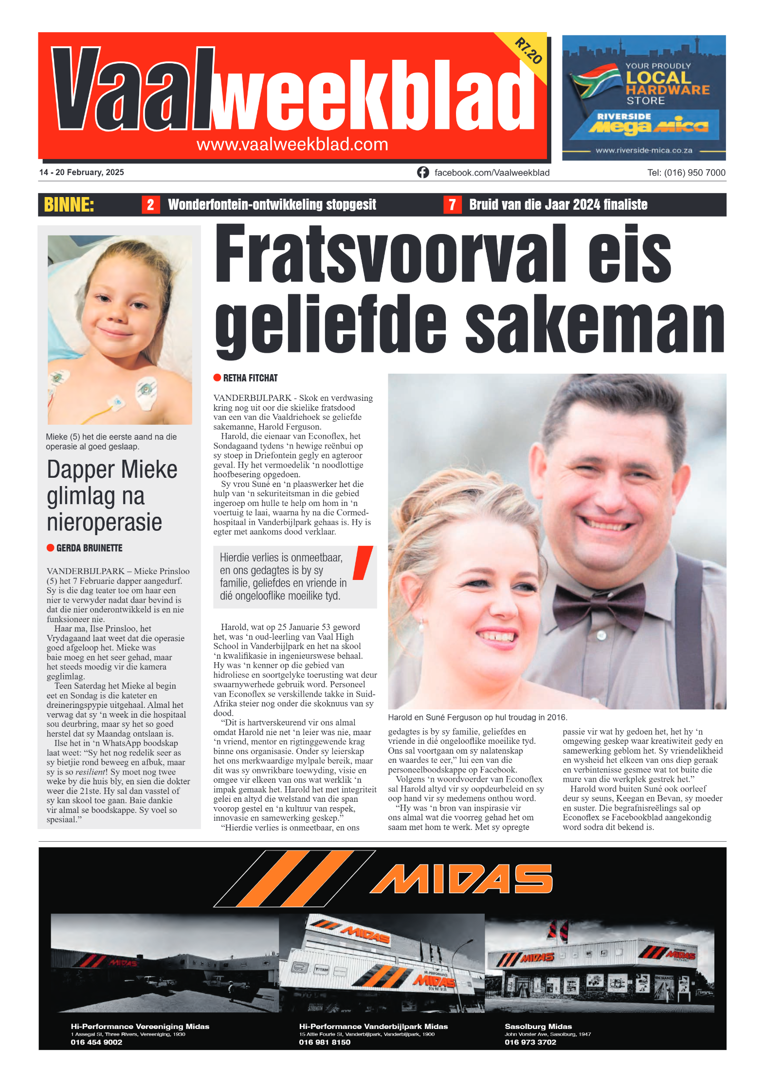 Vaalweekblad 14 – 20 February, 2025 page 1