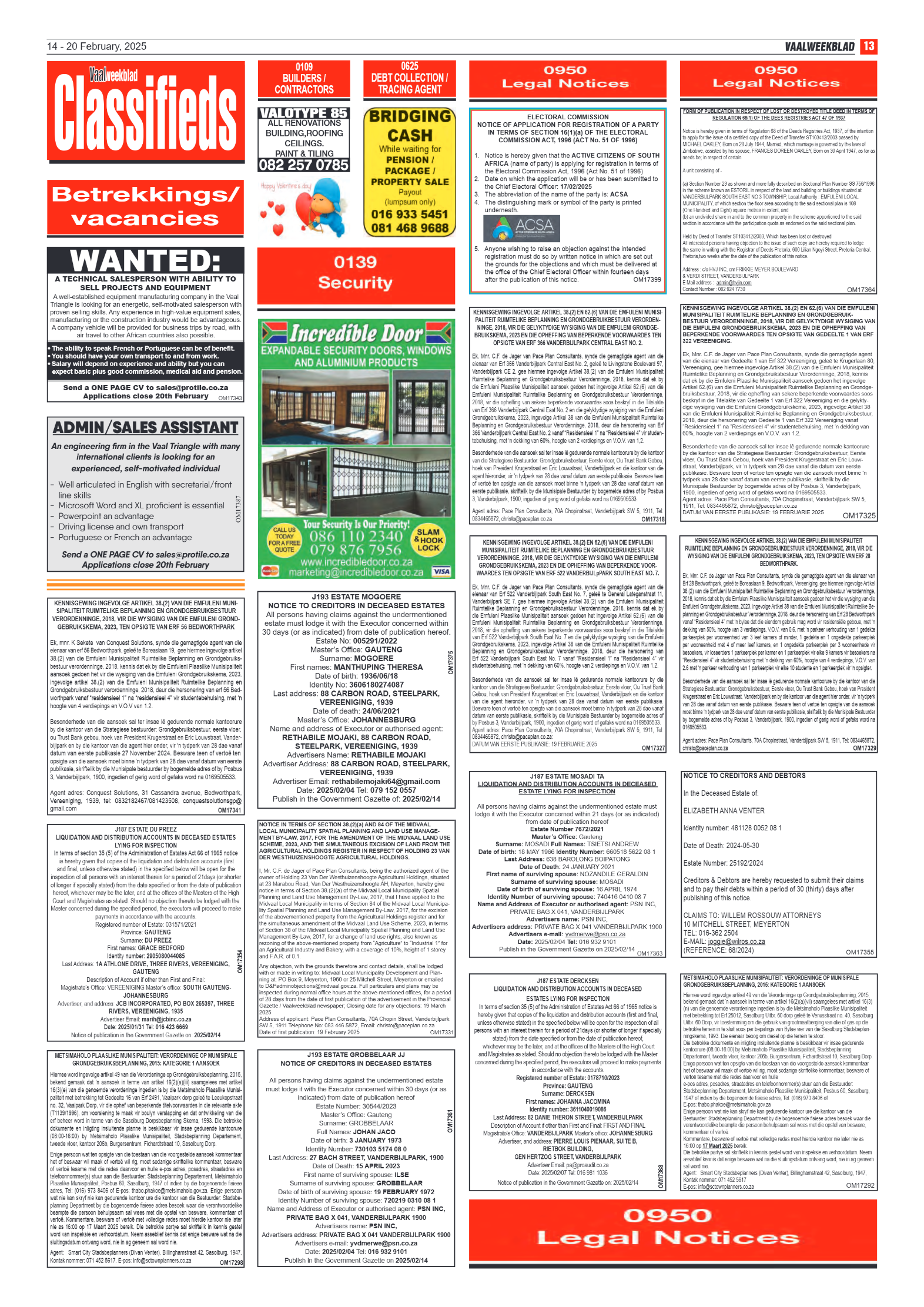 Vaalweekblad 14 – 20 February, 2025 page 13