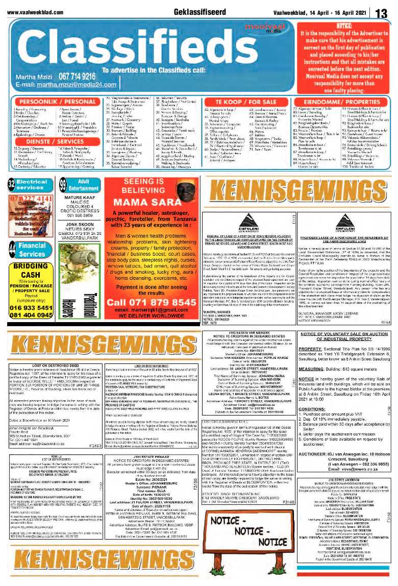 Vaalweekblad 14 April – 16 April 2021 page 13