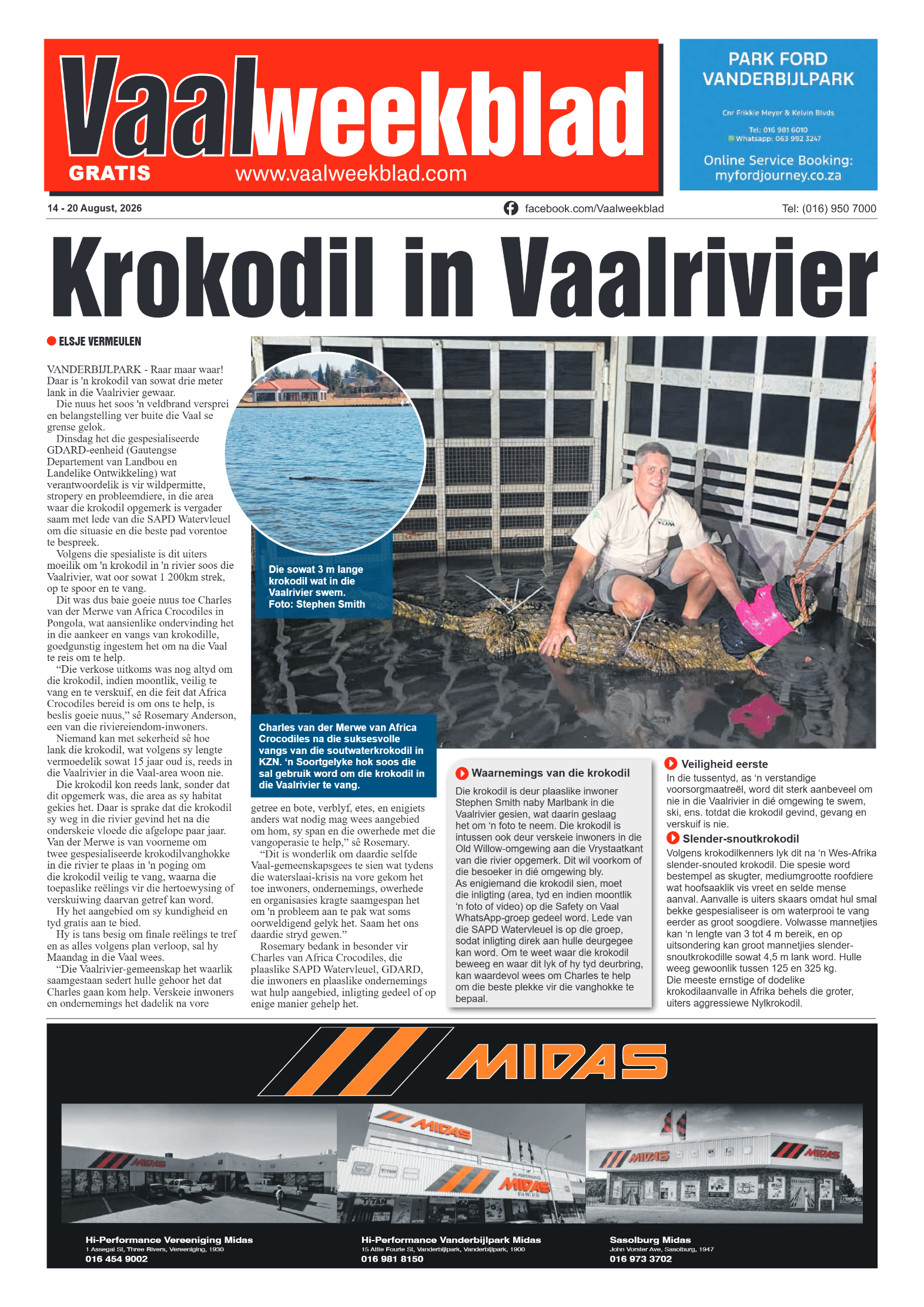 Vaalweekblad – 14 Augustus 2026 page 1
