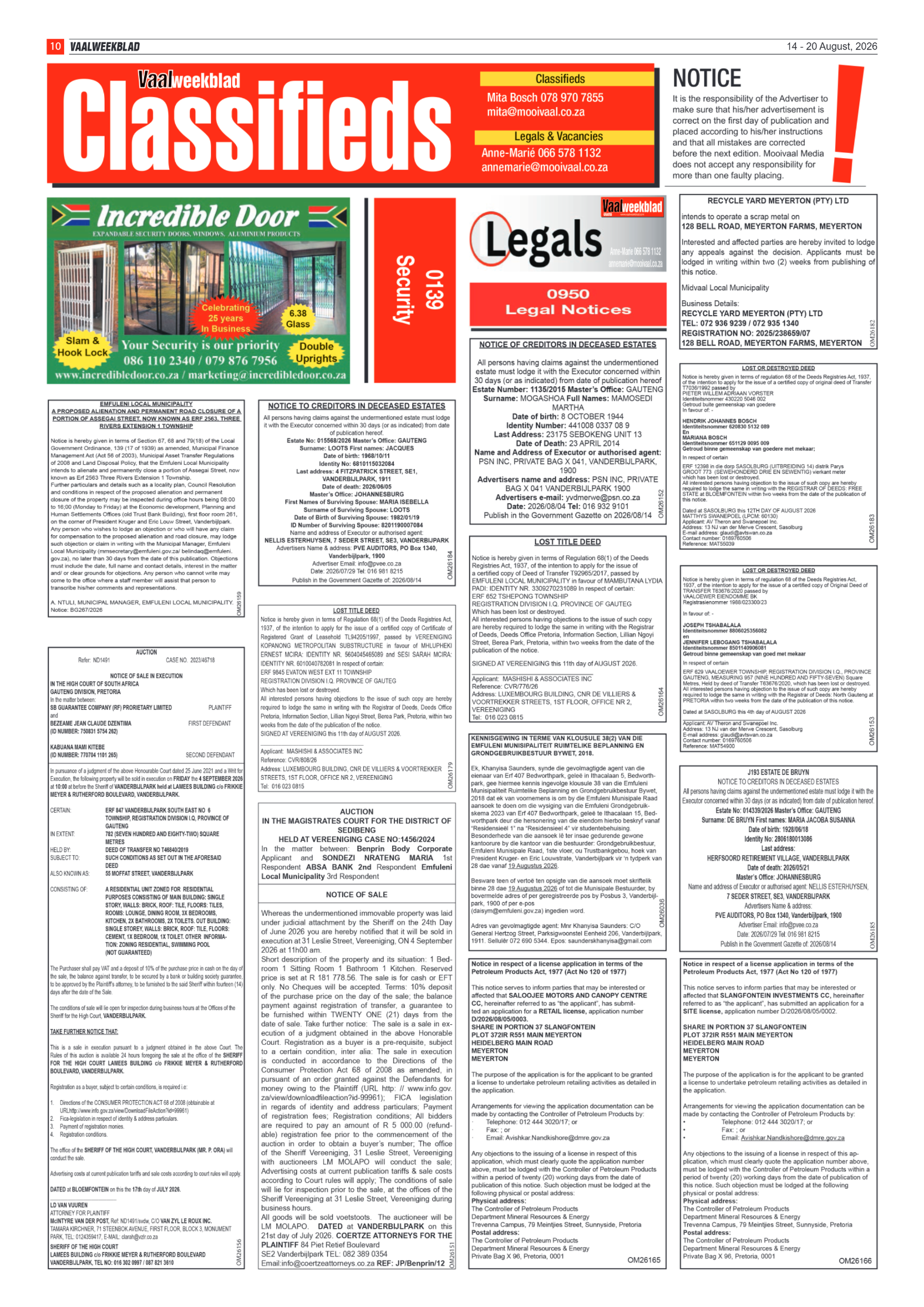 Vaalweekblad – 14 Augustus 2026 page 10