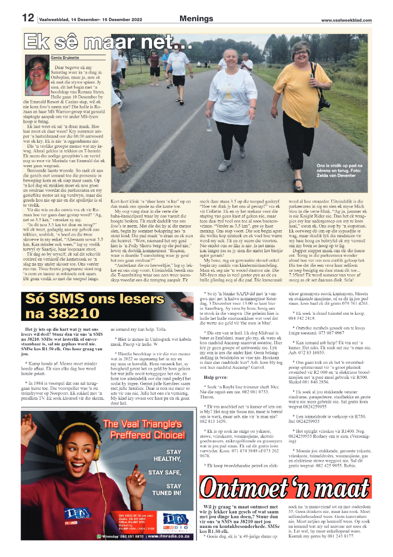 Vaalweekblad, 14 Desember- 16 Desember 2022 page 12