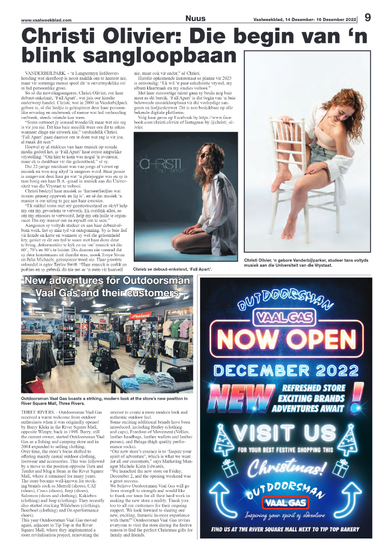 Vaalweekblad, 14 Desember- 16 Desember 2022 page 9