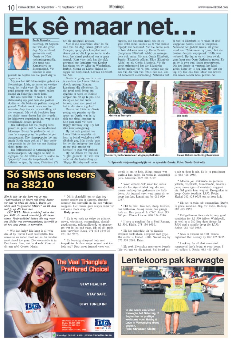 Vaalweekblad, 14 September – 16 September 2022 page 10