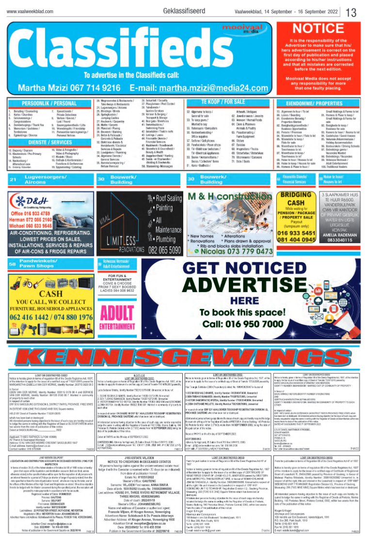 Vaalweekblad, 14 September – 16 September 2022 page 13